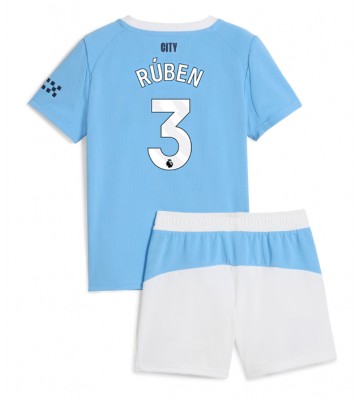Manchester City Ruben Dias #3 Primera Equipación Niños 2025-26 Manga Corta (+ Pantalones cortos)